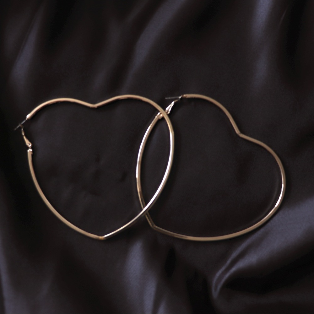 Faux Gold Heart Hoop Earrings